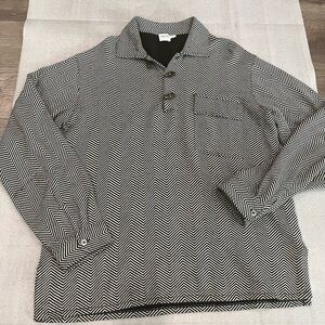 [L]Armani Collezioni Black/White Herringbone wool Blend Pullover Sweater Toggle